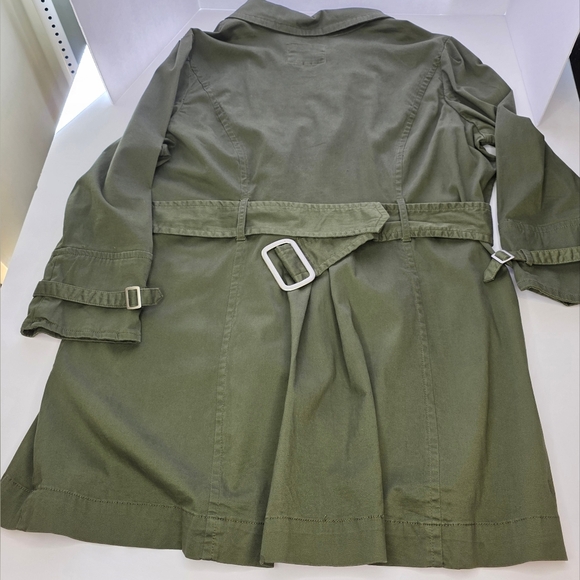 Live A Little 3XL Dark Green  khaki Trench Coat - Picture 7 of 8